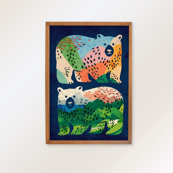 Bear friends forever. Fine art print representing a strong friendship. Wall decor for true partners.