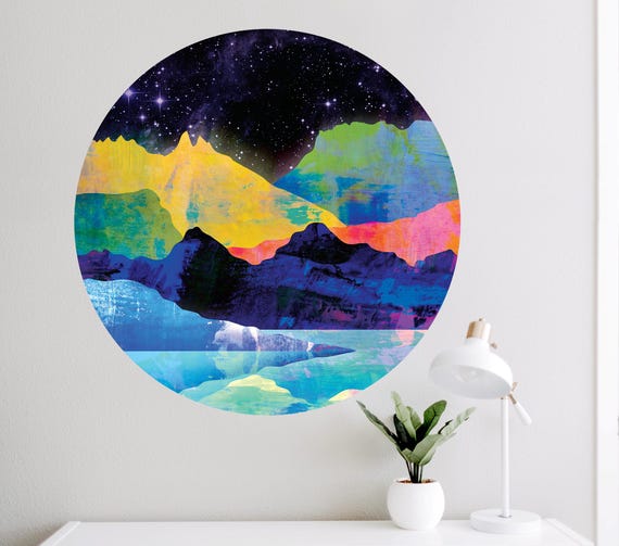 Night sky wall decal. Self-adhesive, repositionable, and removable fabric.