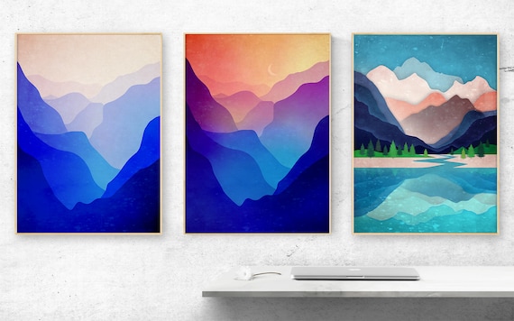 Landscape art prints. Set of three art prints.