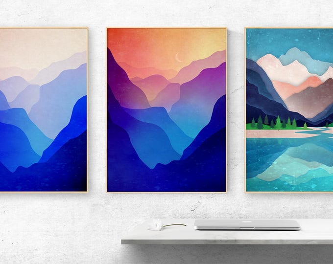 Landscape Art Prints. Set of Three Art Prints. - Etsy