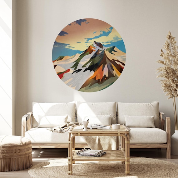 Landscape wall decal. Mighty mountain. Self-adhesive, repositionable, and removable fabric.