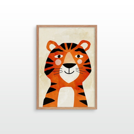Tiger nursery print. Beautiful archival print for your wall.
