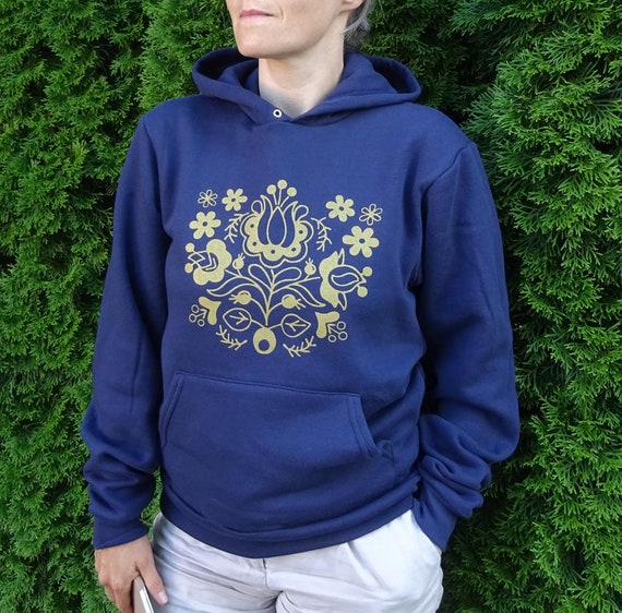 Floral woman's Hoodie. Cosy flower hooded sweatshirt with floral print.