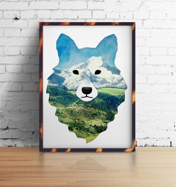 Wolf art print.