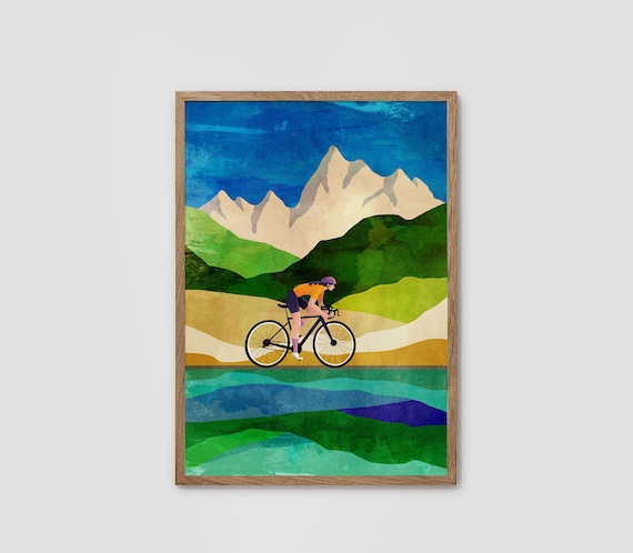Woman cyclist. Cycling print. Great gift for cyclists. Ideal print for decorating your home or office.