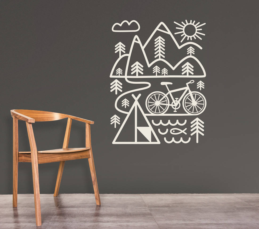 Draw your own line. Mountain bike wall decal. Wall decoration for a