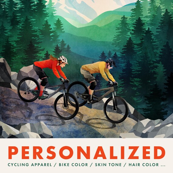 Personalized MTB art print. Great gift for MTB riders. Perfect decoration for your home. Memory that stays with you forever.