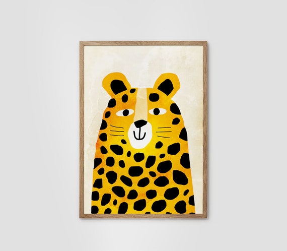 Cheeta nursery print. Beautiful archival print for your wall.