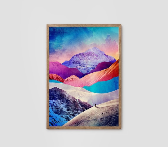 Landscape fine art print. Winter Mountain print for lovers of deep, fresh snow and beautiful mountain peaks.