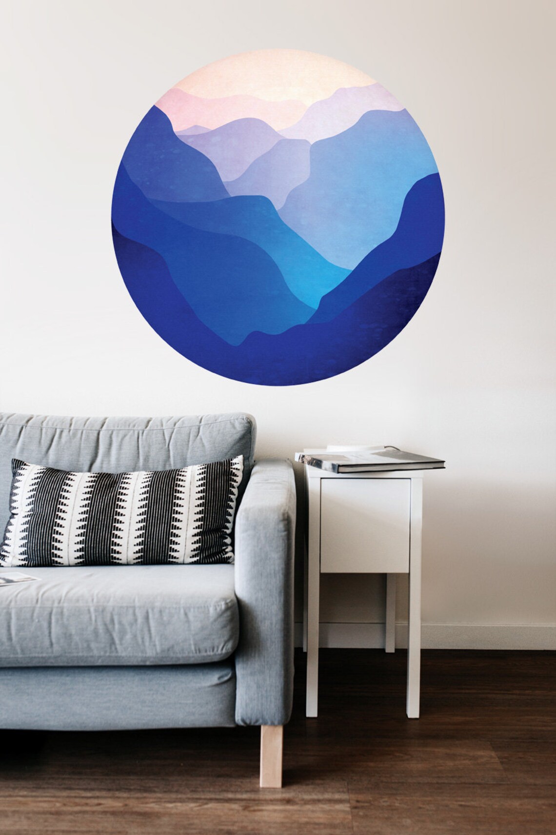 Landscape Wall Decal. Valley With Mountains. Self Adhesive Etsy