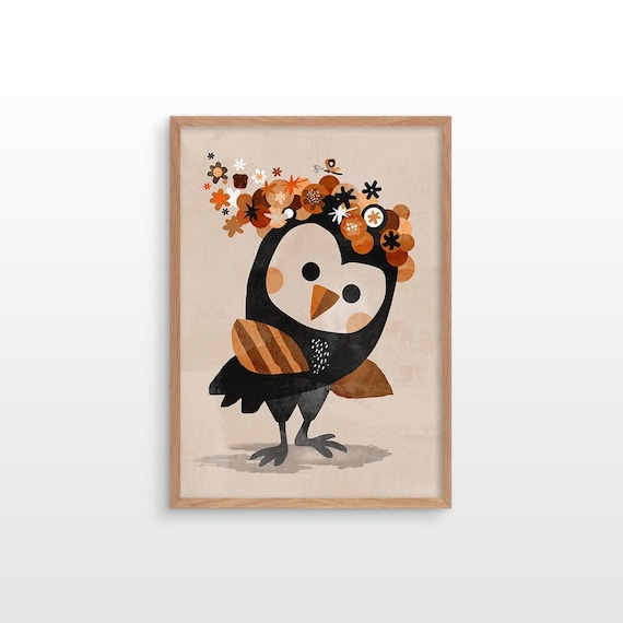 Owl. Children's Art Print. Beautiful archival print for your wall.