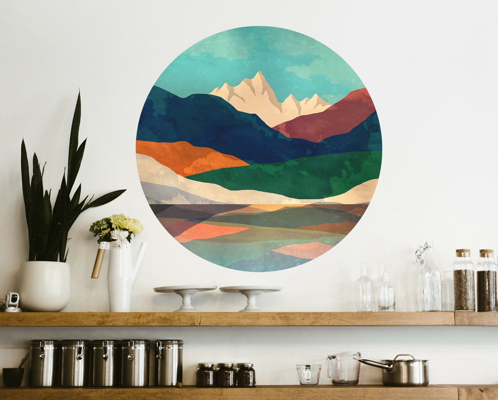 Mountain Lake Wall Art. Colorful Original Art. Self Adhesive Etsy
