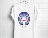 Organic t-shirt, women's, Screen print - Stylish pretty blushed girl with necklace