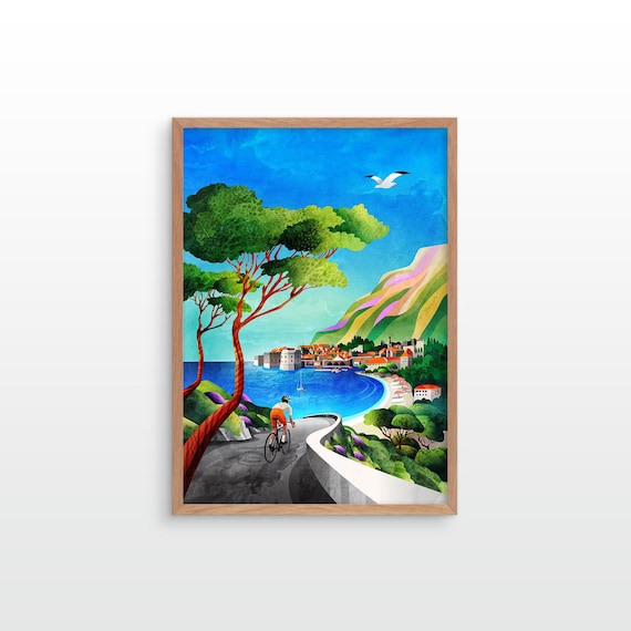 Cycling fine art print. Cycling by the sea. Enjoying perfect weather on your favourite ride. Perfect holiday memory.