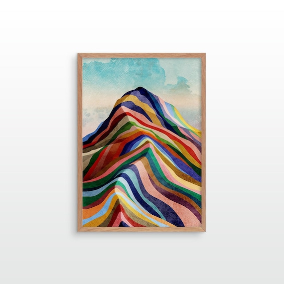 Landscape art print. Rainbow ridge. Mountain print.