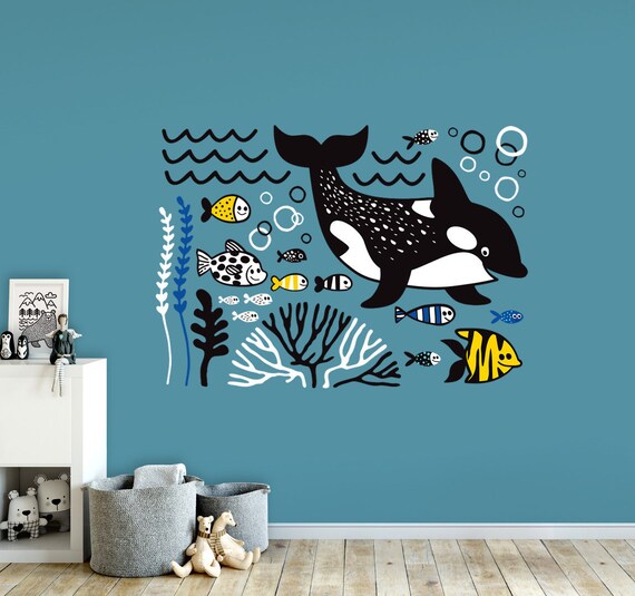 ocean wall decal nursery decor. underwater wold. sea life | etsy