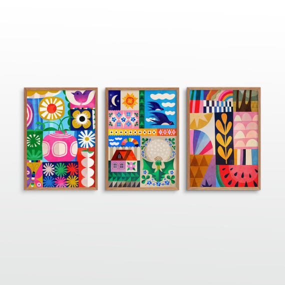 Spring and summer fine art prints. Set of three fine art prints for decorating your beutiful home.