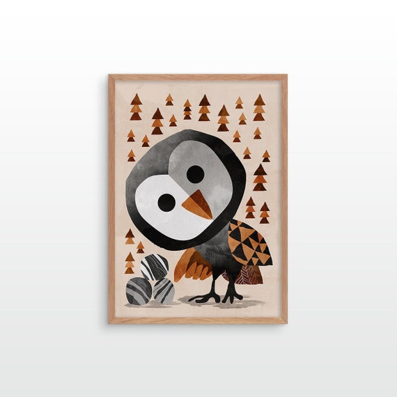 Owl nursery print. Beautiful archival print for your wall.