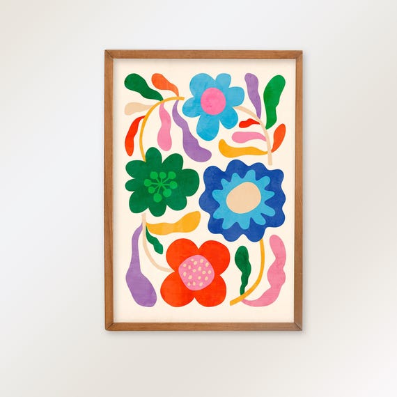 Flowers art print. Colorful home decor for you.