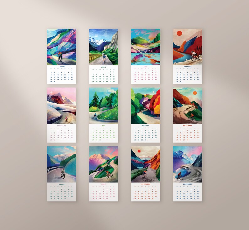 Cycling 2023 Wall Calendar. A Colorful Year With Bicycle in Etsy