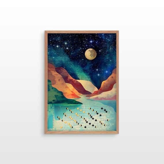 Moon and mountains 2026 wall calendar. Customized moon calendar for you.