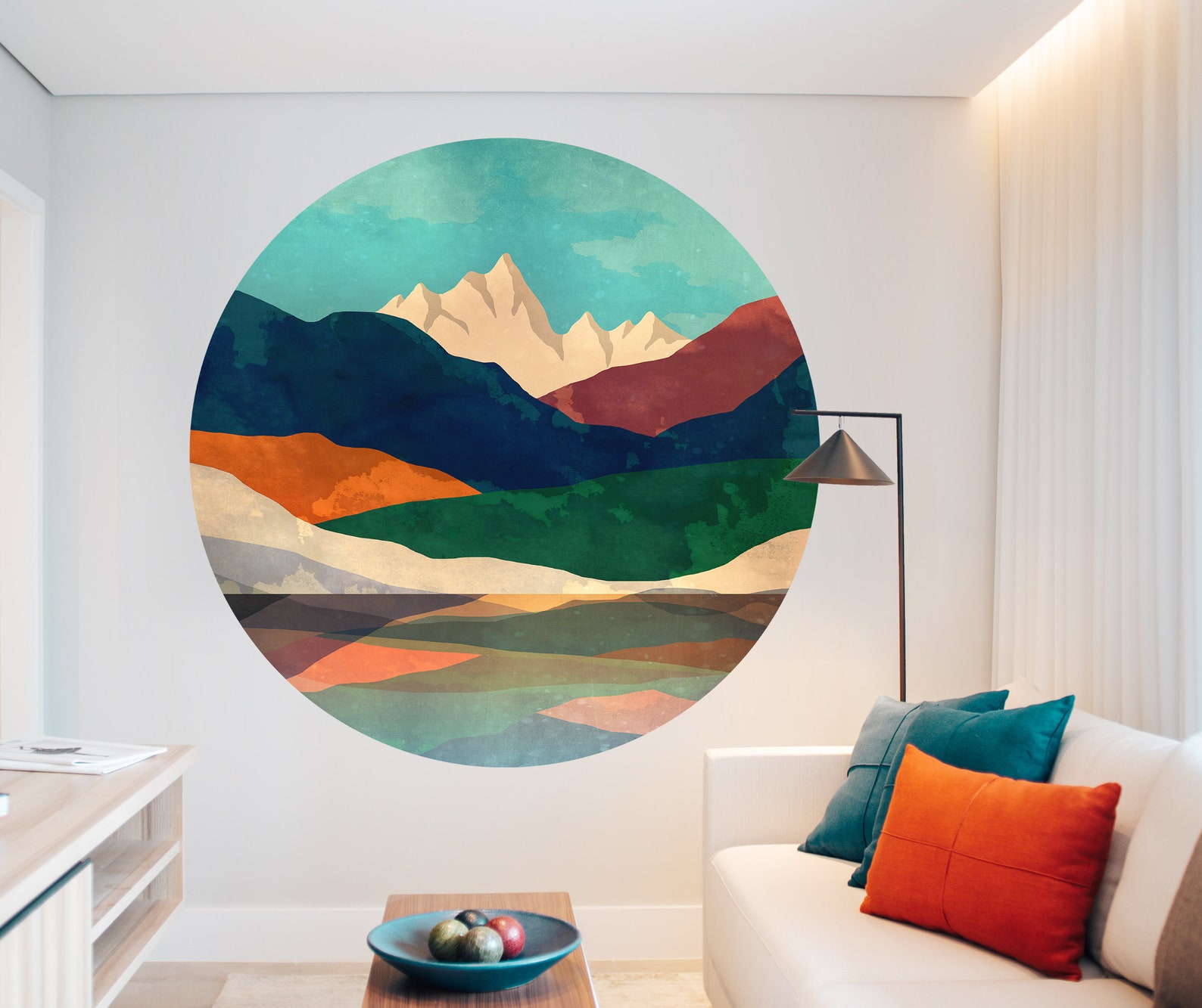 Mountain Lake Wall Art. Colorful Original Art. Self Adhesive Etsy