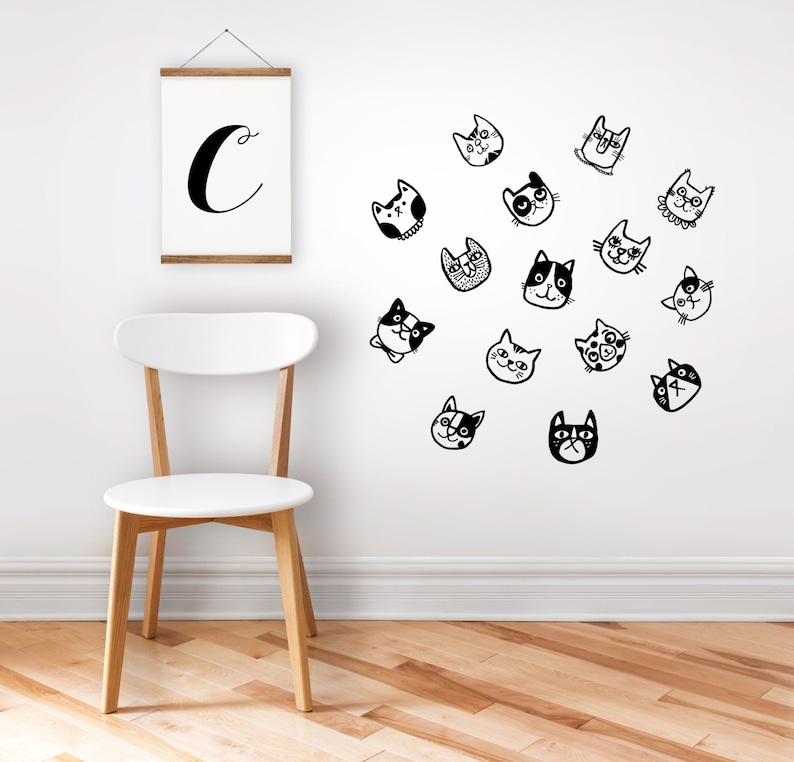cat wall stickers. removable stickers. wall decals. great | etsy
