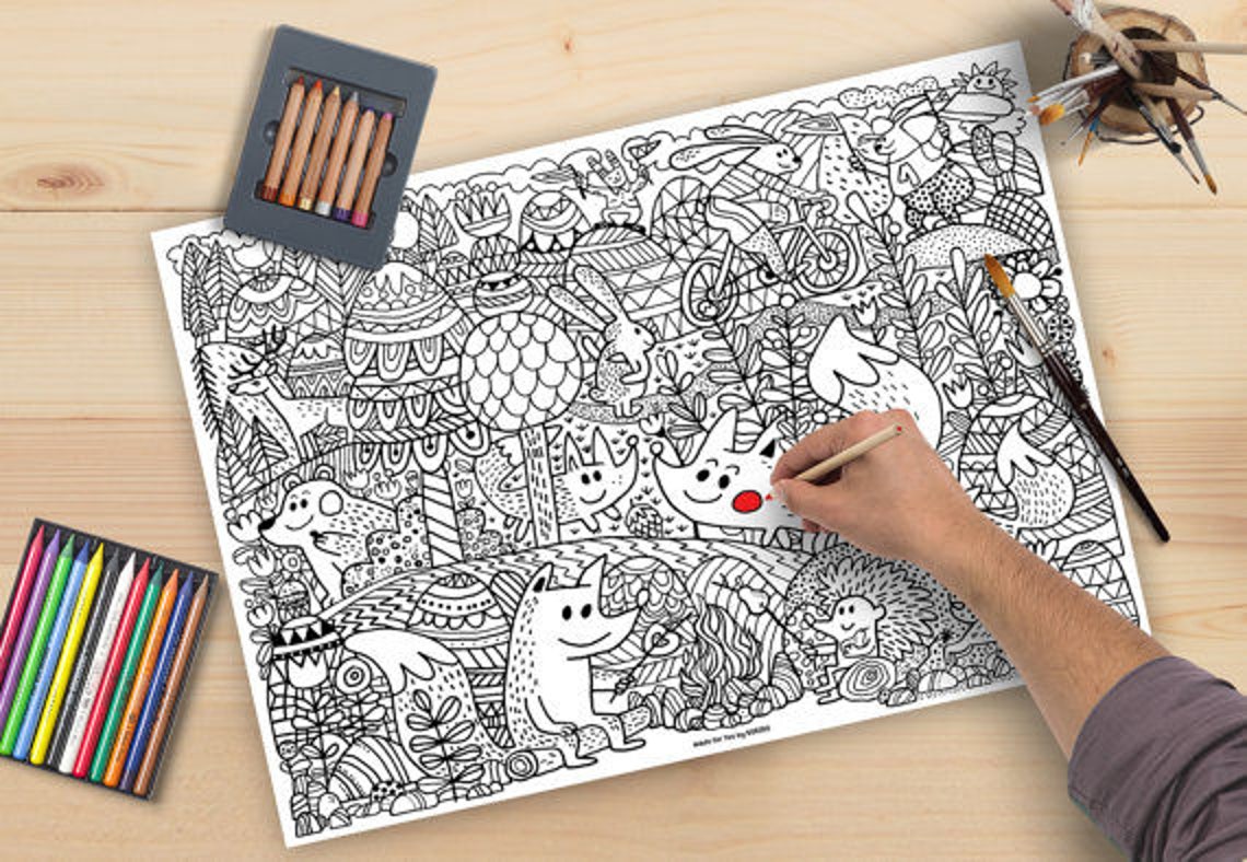 Set of 2 Different Big Size Colouring Pages for Kids. | Etsy
