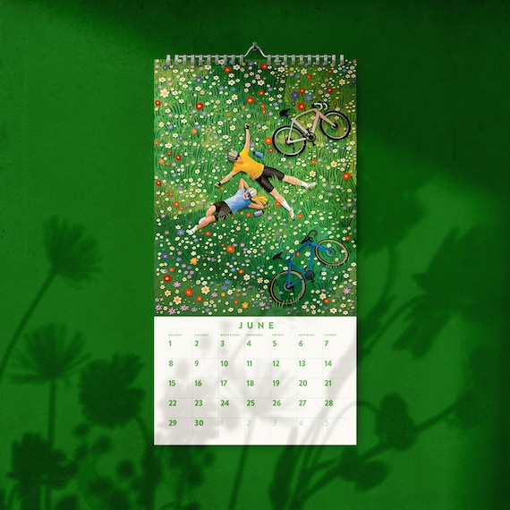 2026 Cycling Wall Calendar: Original Art Illustrations