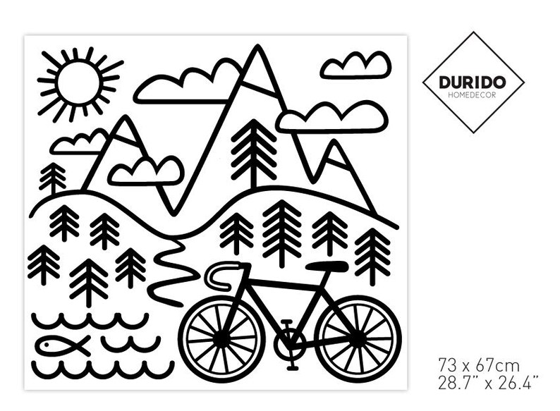 Wall decal Cycling sticker Mountains Bicycle and Mountains Wall sticker Bike sticker Gift for cyclist Bicycle decor