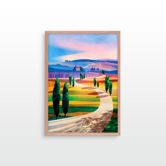 Italian landscape art print. Travel poster. Ideal print for decorating your home or office.