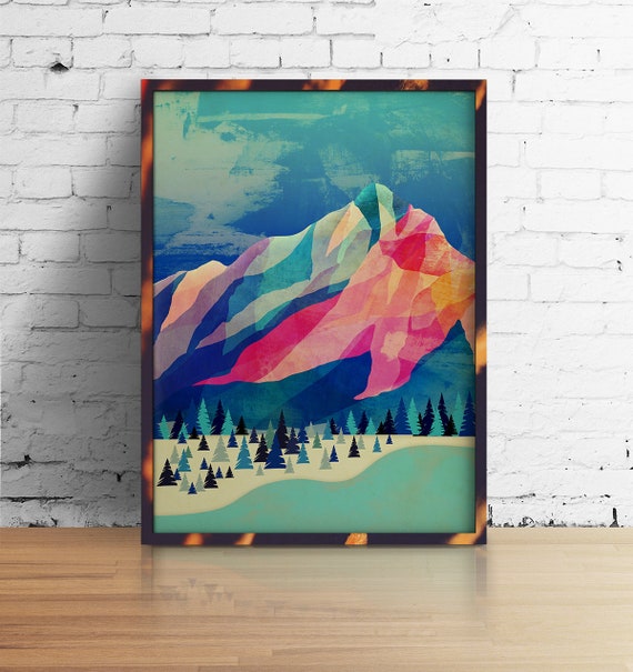 Winter mountain. Ideal print for decorating your home or office.