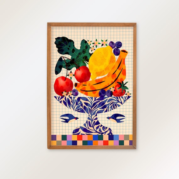 Bowl of fresh fruit. Fine art print for decorating your home or office.