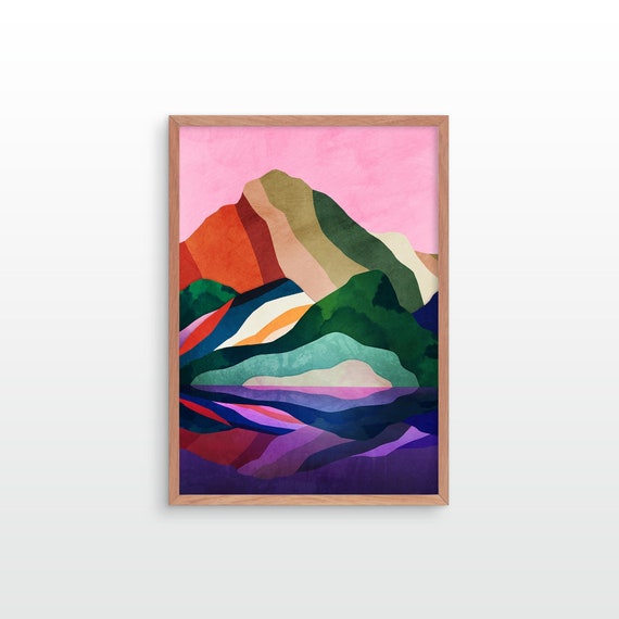 Landscape art print. New day. Mountain print.