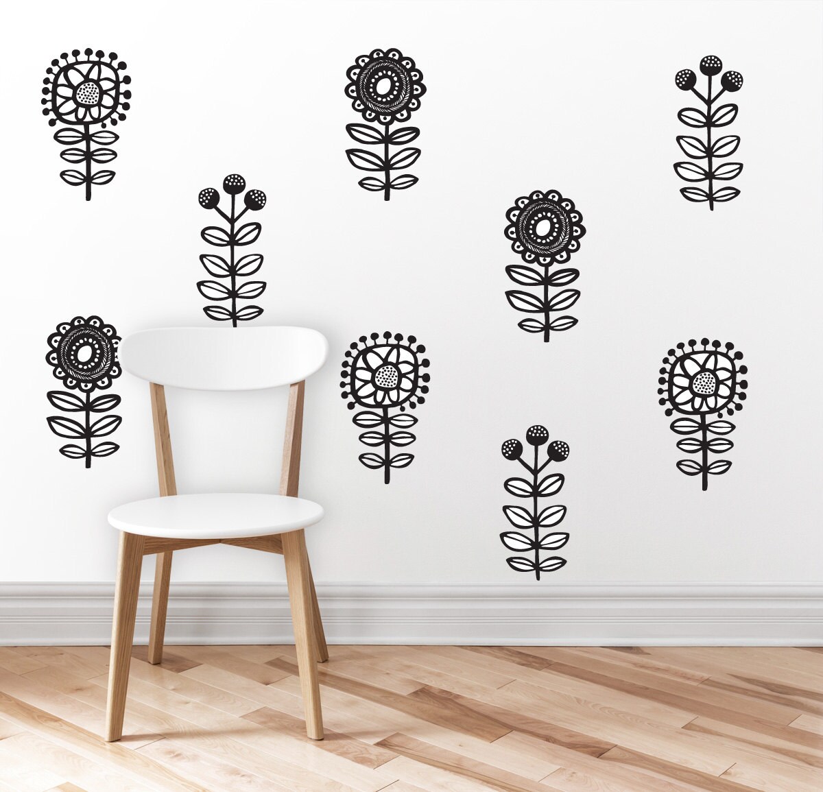 Flowers wall decal / 3 Flowers / home decor / wall sticker