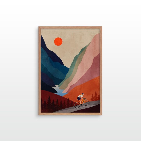 Cycling art print. Woman cyclist. Great gift for cyclists.