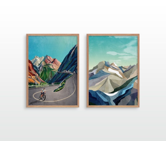 Set of two art prints. High in the mountains.