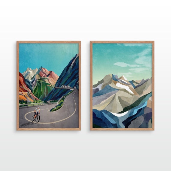 Set of two art prints. High in the mountains.