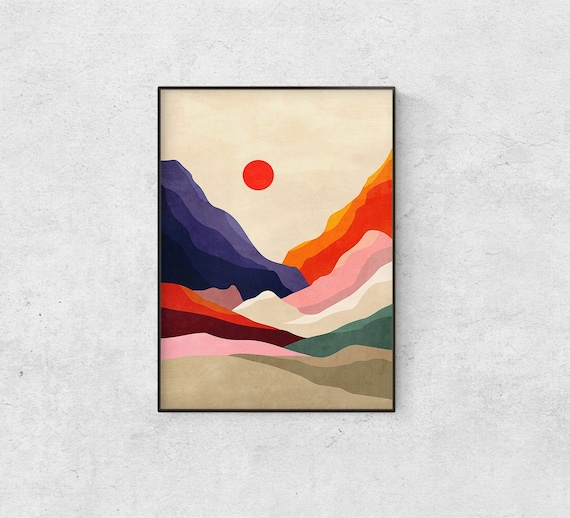 Landscape art print. Warm summer.