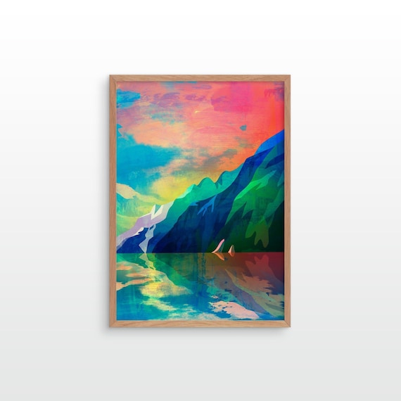 Water lake reflection fine art print. Dreamy wall decoration for your home or office.