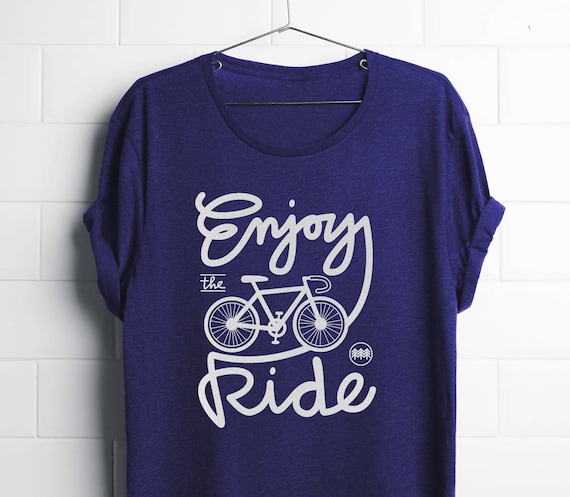 Woman's T-shirt. Screen printed with water based inks. Great gift for someone who is passionate about cycling.