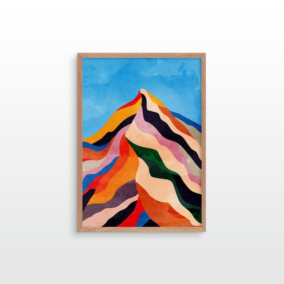 Landscape art print. Blue sky over mountain. Perfect decoration for your home.