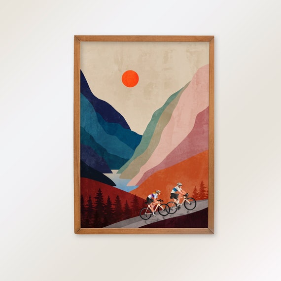 Cycling friends fine art print. Great gift for cyclists and a perfect decoration for your walls.