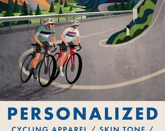 Personalized Cycling Art Print: Couple's Gift