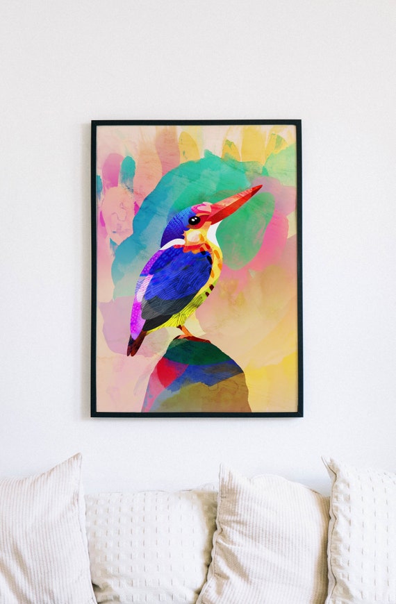 Kingfisher bird art print.