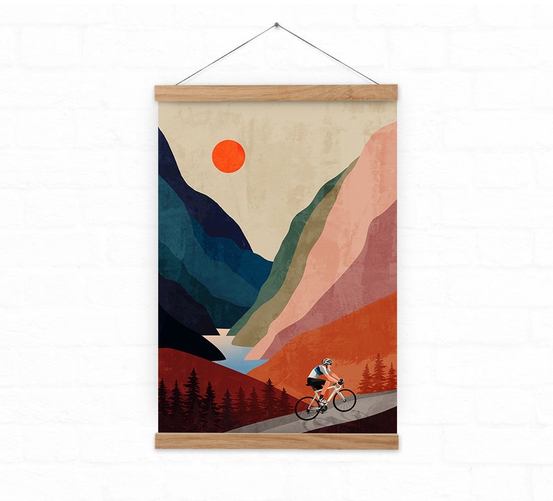 Cycling art print. Couple Cycling. Great gift for cyclists couple. image 10