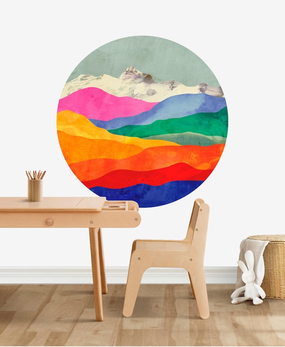 Mountain valleys wall decal. Decoration for a wall in your home or office. Self-adhesive, repositionable, and removable fabric.