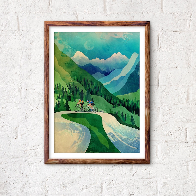 Cycling couple art print. Great gift for cyclists. image 7