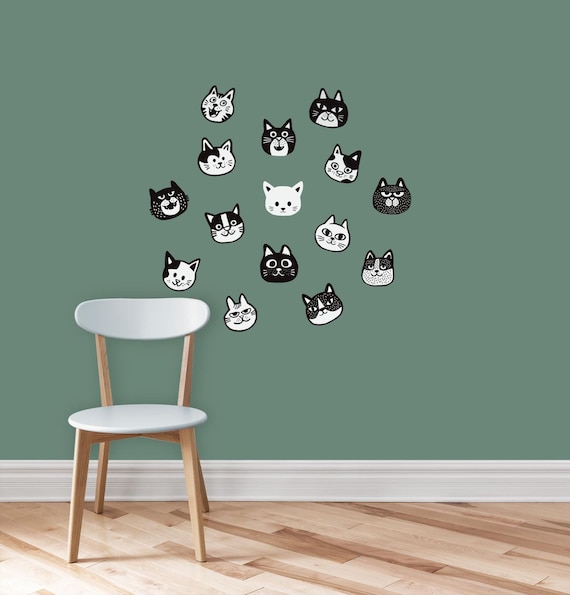 Cute cat wall stickers. Cat Wall Art.