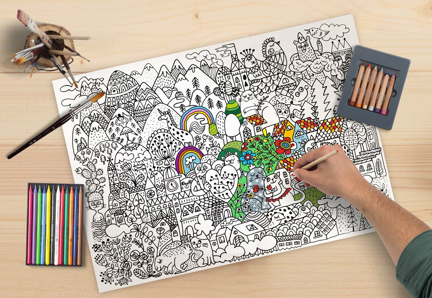 Big size colouring page for kids.